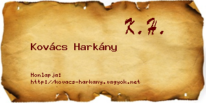 Kovács Harkány névjegykártya